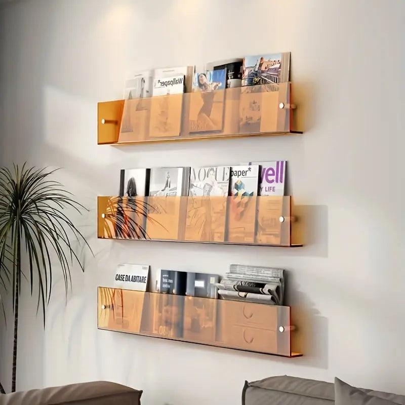 Wall-Mounted Decorative Book Shelf with Wooden Finish