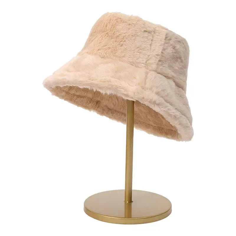 Women’s Faux Rabbit Fur Autumn Bucket Hat – Lorna