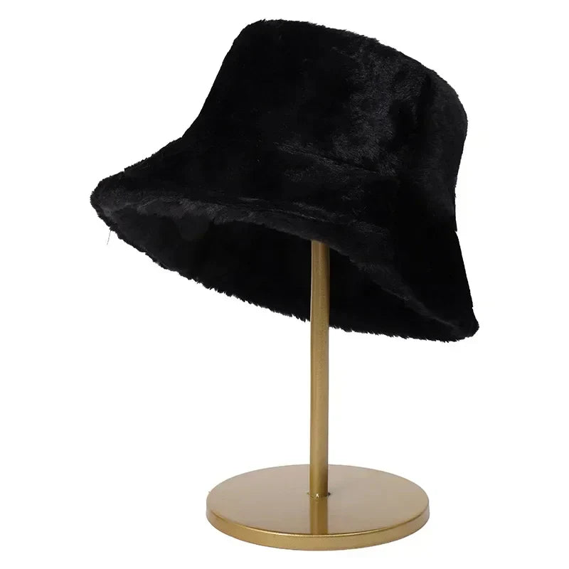Women’s Faux Rabbit Fur Autumn Bucket Hat – Lorna