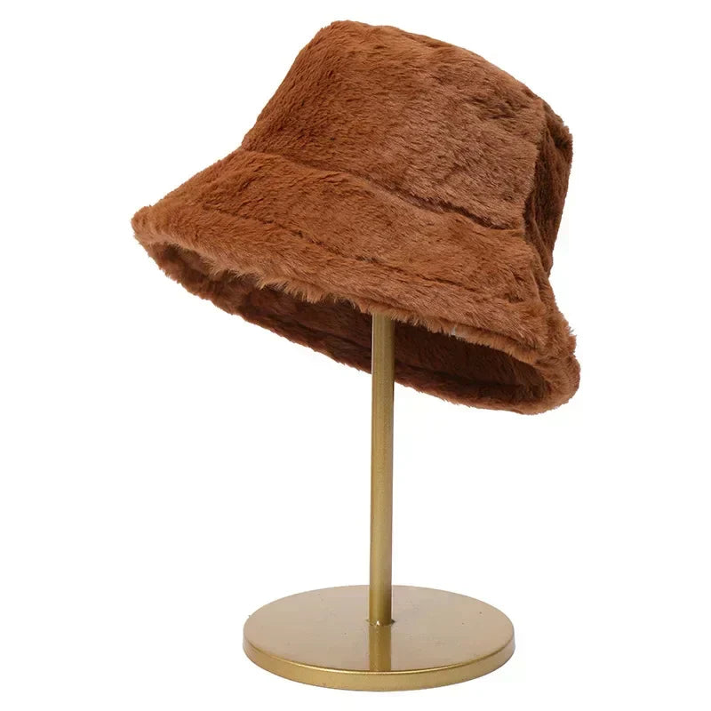 Women’s Faux Rabbit Fur Autumn Bucket Hat – Lorna