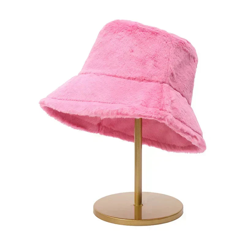 Women’s Faux Rabbit Fur Autumn Bucket Hat – Lorna