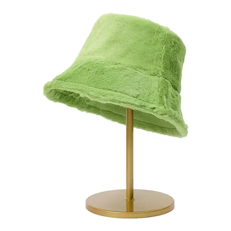 Women’s Faux Rabbit Fur Autumn Bucket Hat – Lorna