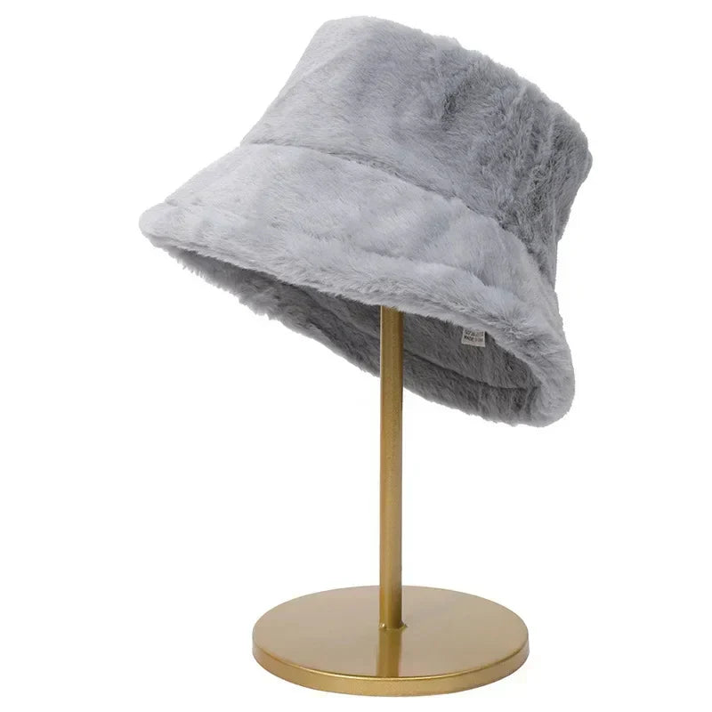 Women’s Faux Rabbit Fur Autumn Bucket Hat – Lorna
