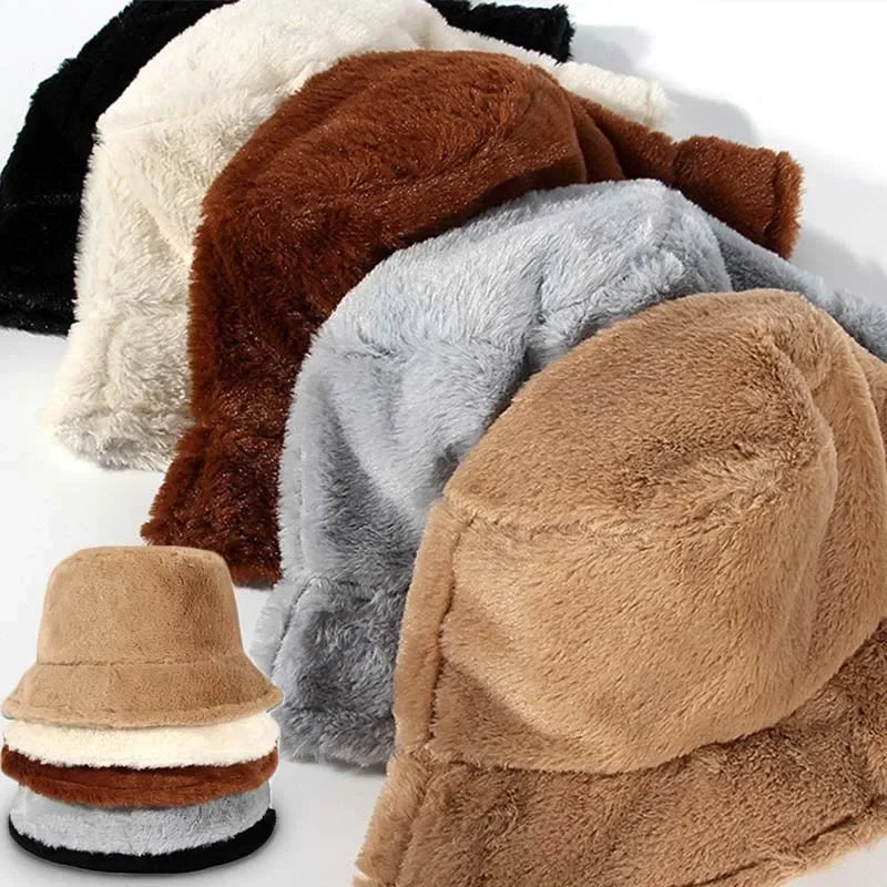 Women’s Faux Rabbit Fur Autumn Bucket Hat – Lorna