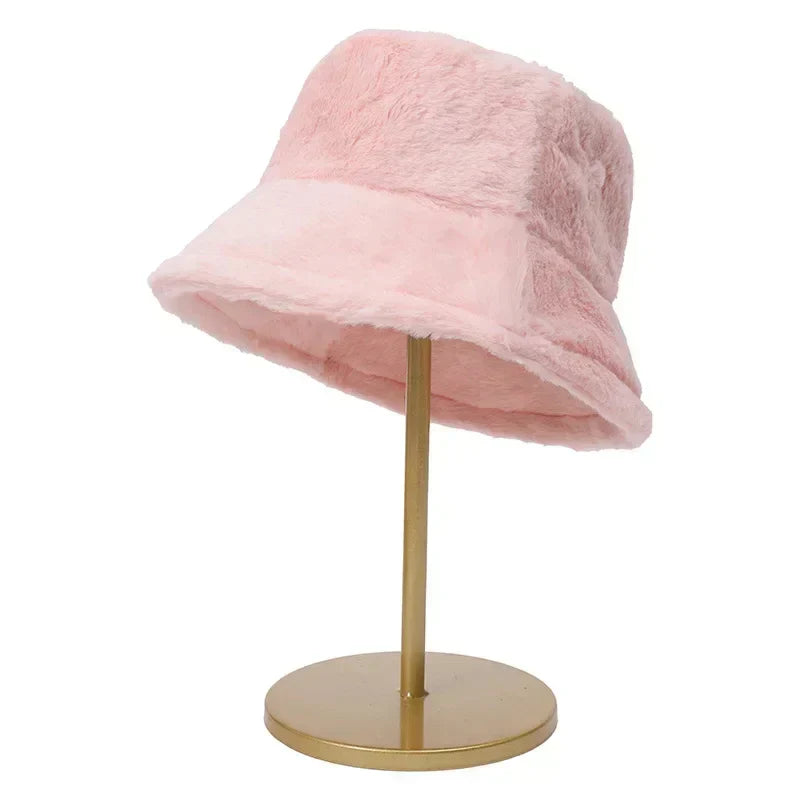 Women’s Faux Rabbit Fur Autumn Bucket Hat – Lorna