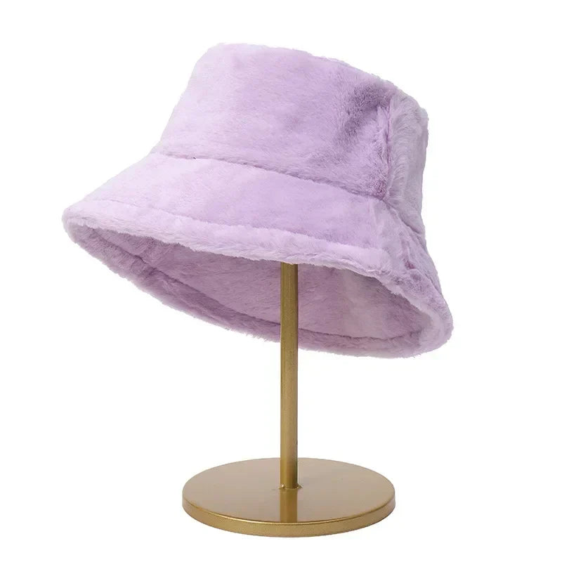 Women’s Faux Rabbit Fur Autumn Bucket Hat – Lorna