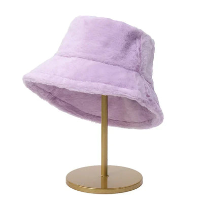Women’s Faux Rabbit Fur Autumn Bucket Hat – Lorna