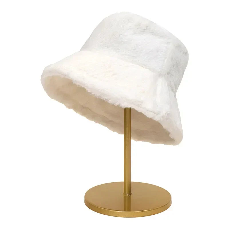 Women’s Faux Rabbit Fur Autumn Bucket Hat – Lorna
