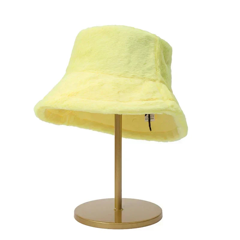 Women’s Faux Rabbit Fur Autumn Bucket Hat – Lorna