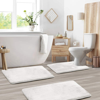 Velvet Memory Foam Bath Mat Set – Non-Slip & Quick-Dry (3 Pieces)
