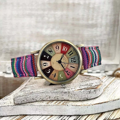 Unisex Retro Quartz Watch with Canvas Strap