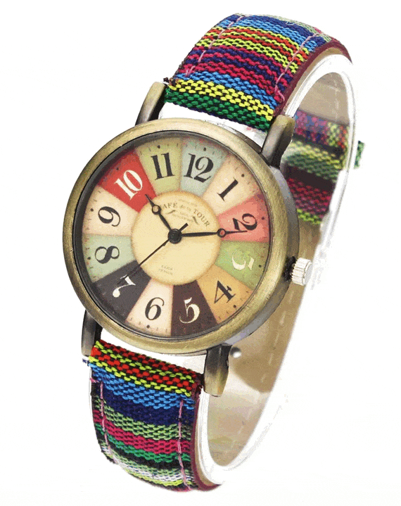 Unisex Retro Quartz Watch with Canvas Strap