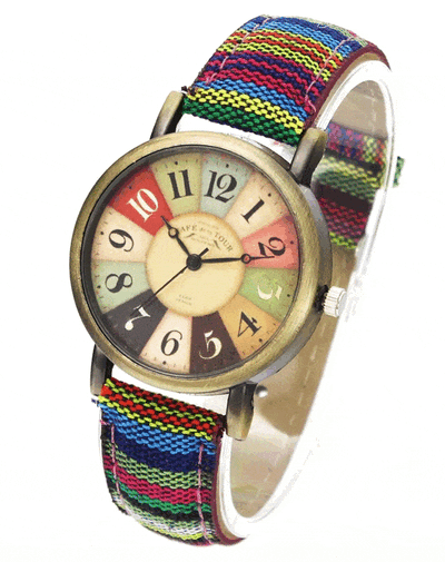 Unisex Retro Quartz Watch with Canvas Strap
