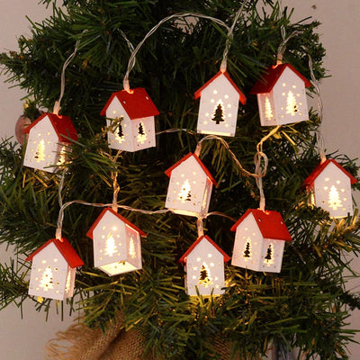 Wooden LED Christmas House Garland Decoration