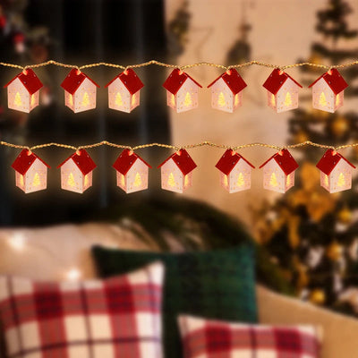 Wooden LED Christmas House Garland Decoration