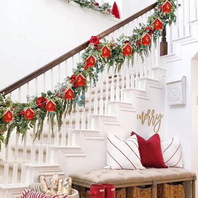 Wooden Christmas Houses LED Garland Decor