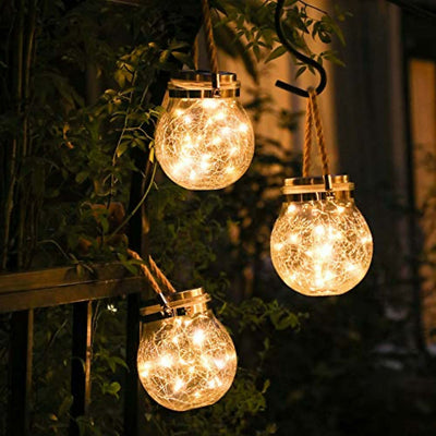 4-Pack Solar Glass Garden Lights Ice Crack Design