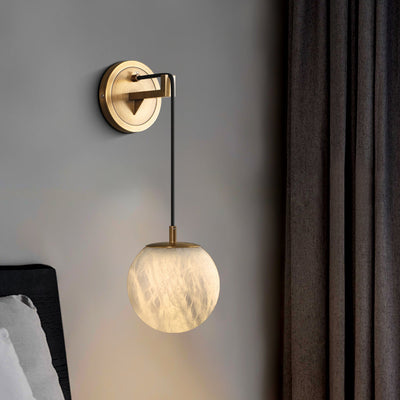 Marbell Brass & Marble Wall Light – Minimalist Globe Sconce